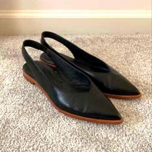 Frye Black Leather Slingback Flats